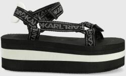 Karl Lagerfeld sandale VELOCITA HI WEDGE femei, culoarea negru, cu platformă KL82900 PPYY-OBD0Y7_99X