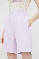 United Colors of Benetton pantaloni scurti din bumbac femei, culoarea violet, neted, high waist PPYY-SZD0SH_48X