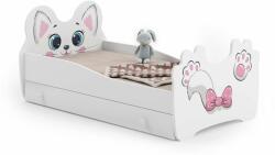 Kobi Animals Ifjúsági ágy ágyneműtartóval - Cica - fehér-rózsaszín (Kobi_Animals_Pink_Cat_agynemutartoval_tobb_meretben)