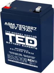TED Electric Acumulator plumb acid AGM 12V 2.7Ah F1 (4.8mm) TED1227F1 (AGM TED1227F1)
