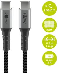 Goobay Cablu textil USB TYPE C tata-tata 0.5m 3A mufe metalice argintiu Goobay (49301) - sogest