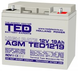 TED Electric Acumulator TED 12V 19Ah High Rate AGM plumb acid 181mm x 76mm x h167mm TED1219HRF3 (AGM TED1219HRF3)