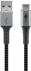 Goobay Cablu de date si incarcare USB type C 1m 3A gri/argintiu textil flexibil Goobay 49296 (49296) - sogest