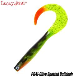 Lucky John Naluca siliconica LUCKY JOHN Kubira Fire Tail 9", 23cm, 70g, culoare PG41 Olive Spotted Bullhead (140437-PG41)