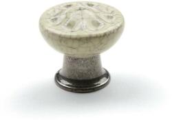 Demos Bútorfogantyú gomb Country ófekete/porcelán bézs Tulip (dem-157676)
