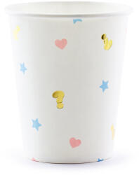PartyDeco S. r. o Pohár, Boy or Girl felirattal, fehér, 200 ml, 6db