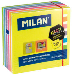 MILAN Cub notite autoadeziv 76x76 mm, 400 file, MILAN Neon