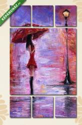 Többrészes Vászonkép, Premium Kollekció: Női alak esernyővel festmény(135x80 cm, W01)