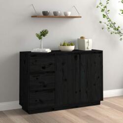 vidaXL Servantă, negru, 111x34x75 cm, lemn masiv de pin (813808) Comoda