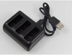 utángyártott 3 csatornás akkutöltő (Micro USB & USB 3.1 Type C) GoPro AHDBT-501 akkuhoz