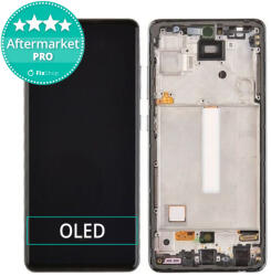 Samsung Galaxy A52 A525F, A526B - LCD Kijelző + Érintőüveg + Keret (Awesome Black) OLED, Awesome Black
