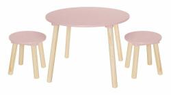 Jabadabado Masă cu 2 scaune din lemn, roz pastel Jabadabado (JabaH13231)