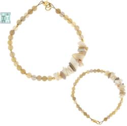  Bratara Opal de Foc Neregulat 1, 3-4 x 5-9 mm - Calcedonie 4 mm - Diametru 58 mm - Accesorii Gold Filled - 1 Buc