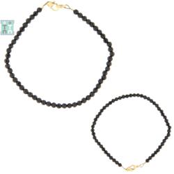 Bratara Turmalina Neagra Rotund Fatetat 3x3 mm - Diametru 58 mm - Accesorii Gold Filled - 1 Buc