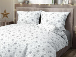 Goldea lenjerie de pat din 100% bumbac exclusiv - fulgi de zăpadă argintii pe alb 140 x 200 și 50 x 70 cm