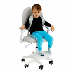Scaun Copii reglabil cu suport pentru picioare şi curele, Gri/Alb, ANAIS