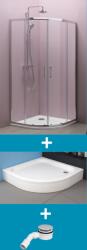 Kolpa San Eco Quat TKP 90x90 cm negyedköríves zuhanykabin ezüst profillal + Ontex előlapos zuhanytálca + szifon