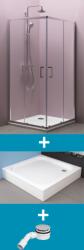 Kolpa San Eco Quat TKK 80x80 cm szögletes zuhanykabin ezüst profillal + Trin előlapos zuhanytálca + szifon