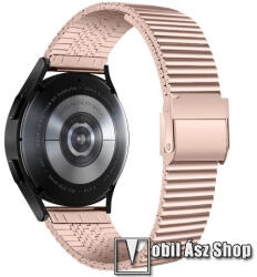  Fém okosóra szíj - ROSE GOLD - rozsdamentes acél, duplazáras csatos, keskeny kivitel, 75mm + 120mm hosszú, 22mm széles - SAMSUNG Galaxy Watch 46mm / Watch GT2 46mm / Watch GT 2e / Galaxy Watch3 45mm /