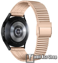  Fém okosóra szíj - ARANY - rozsdamentes acél, duplazáras csatos, keskeny kivitel, 75mm + 120mm hosszú, 22mm széles - SAMSUNG Galaxy Watch 46mm / Watch GT2 46mm / Watch GT 2e / Galaxy Watch3 45mm / Hon