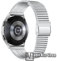 Fém okosóra szíj - EZÜST - rozsdamentes acél, duplazáras csatos, keskeny kivitel, 75mm + 120mm hosszú, 22mm széles - SAMSUNG Galaxy Watch 46mm / Watch GT2 46mm / Watch GT 2e / Galaxy Watch3 45mm / Hon