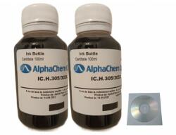 Alphachem Set 2 buc Flacon Cerneala AlphaChem Compatibil HP 305, 2x100ml, 3YM61AE Negru, 2CDR Maxell Maxell cu plic