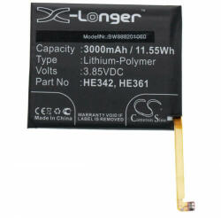 VHBW Telefon akkumulátor akku Nokia HE342, HE361 - 3000mAh, 3.85V, Li-polymer (WB-888201060) - kulsoaksi