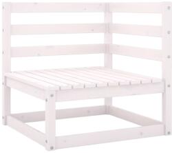 vidaXL Canapea de colț pentru grădină, alb, lemn masiv de pin (805661)