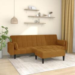 vidaXL Canapea extensibilă cu 2 locuri 2 perne/taburet, negru, catifea (3080705) Canapea