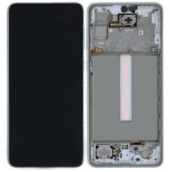 Samsung A336 Galaxy A33 5G Előlap keret+LCD Kijelző+Érintőüveg, Fehér, Awesome White (GH82-28143B, GH82-28144B) Gyári, Service Pack