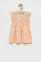 United Colors of Benetton rochie din bumbac pentru copii culoarea portocaliu, midi, evazati PPYY-SUG07D_24X