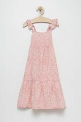 United Colors of Benetton rochie din in pentru copii culoarea roz, midi, evazati PPYY-SUG07C_30X