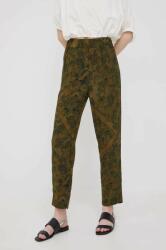 Sisley pantaloni femei, culoarea verde, drept, high waist PPYY-SPD0TZ_97X