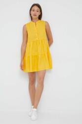 Sisley rochie din in culoarea galben, mini, evazati PPYY-SUD1YG_11X