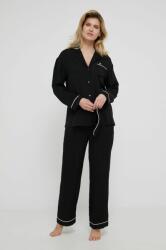 Karl Lagerfeld pijamale cu banda de ochi femei, culoarea negru, satin PPYY-BID1A8_99X