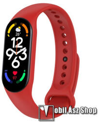  Okosóra szíj - PIROS - szilikon, 106mm + 92mm hosszú - Xiaomi Mi Band 5 / Mi Band 6 / Mi Band 7 / Amazfit Band 5