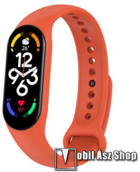 Okosóra szíj - NARANCSSÁRGA - szilikon, 106mm + 92mm hosszú - Xiaomi Mi Band 5 / Mi Band 6 / Mi Band 7 / Amazfit Band 5