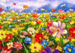 Enjoy - Puzzle Lunca cu flori colorate - 1 000 piese Puzzle