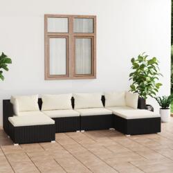 vidaXL Set mobilier de grădină cu perne, 6 piese, negru, poliratan (3101799) - vidaxl