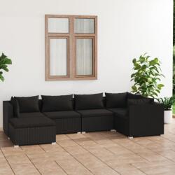 vidaXL Set mobilier de grădină cu perne, 6 piese, negru, poliratan (3101808)