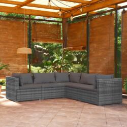 vidaXL Set mobilier de grădină cu perne, 5 piese, gri, poliratan (3101701) - vidaxl