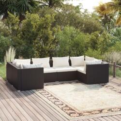 vidaXL Set mobilier de grădină cu perne, 6 piese, negru, poliratan (3101935) - vidaxl
