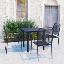 vidaXL Set mobilier de grădină, 5 piese, negru, sticlă și oțel (3060208) - vidaxl