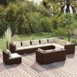 vidaXL Set mobilier de grădină cu perne, 10 piese, maro, poliratan (3102658) - vidaxl
