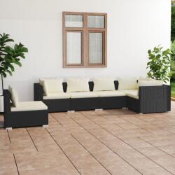 vidaXL Set mobilier de grădină cu perne, 6 piese, negru, poliratan (3102319) - vidaxl