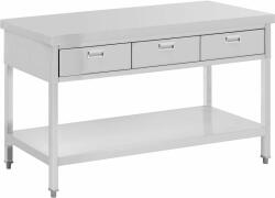 Royal Catering Rozsdamentes acél munkasztal - PREMIUM - 150 x 60 cm - 295 kg - 3 fiók - Royal Catering (RCAT-150/60-D)