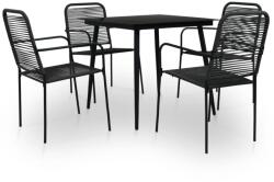 vidaXL Set mobilier de grădină, 5 piese, negru, frânghie bumbac & oțel (3058276) - vidaxl