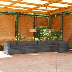 vidaXL Set mobilier de grădină cu perne, 6 piese, gri, poliratan (3101709) - vidaxl