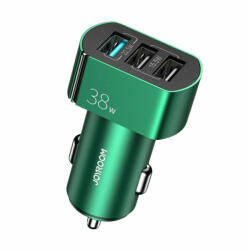 JOYROOM Incarcator rapid pentru masina Joyroom Quick Charge 3.0 (QC3.0) 4, 5A 38W 3x USB (C-A19 green) - typec