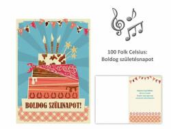  Zenélő képeslap Z + boríték 16x22, 5cm - 100 Folk Celsius: Boldog születésnapot